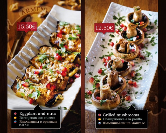 Menu creation for the Armenia restaurant (Orihuela Costa)
